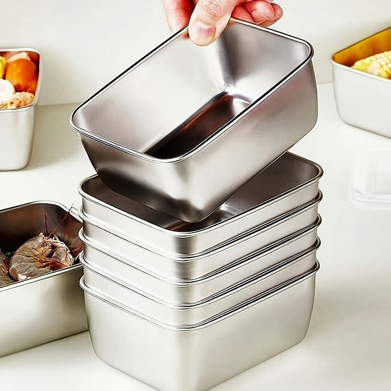 Food Storage Containers with Lids, Six-Piece Stainless Steel Square Set with Fitted Lids and Nested Storage Design — image 3