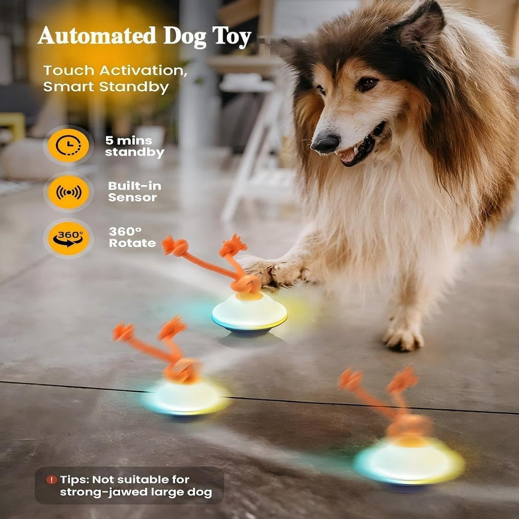 Dog Toy Motion-Activated Auto-Rolling Ball with Voice Recording, Rope and White or Gray Options — image 5