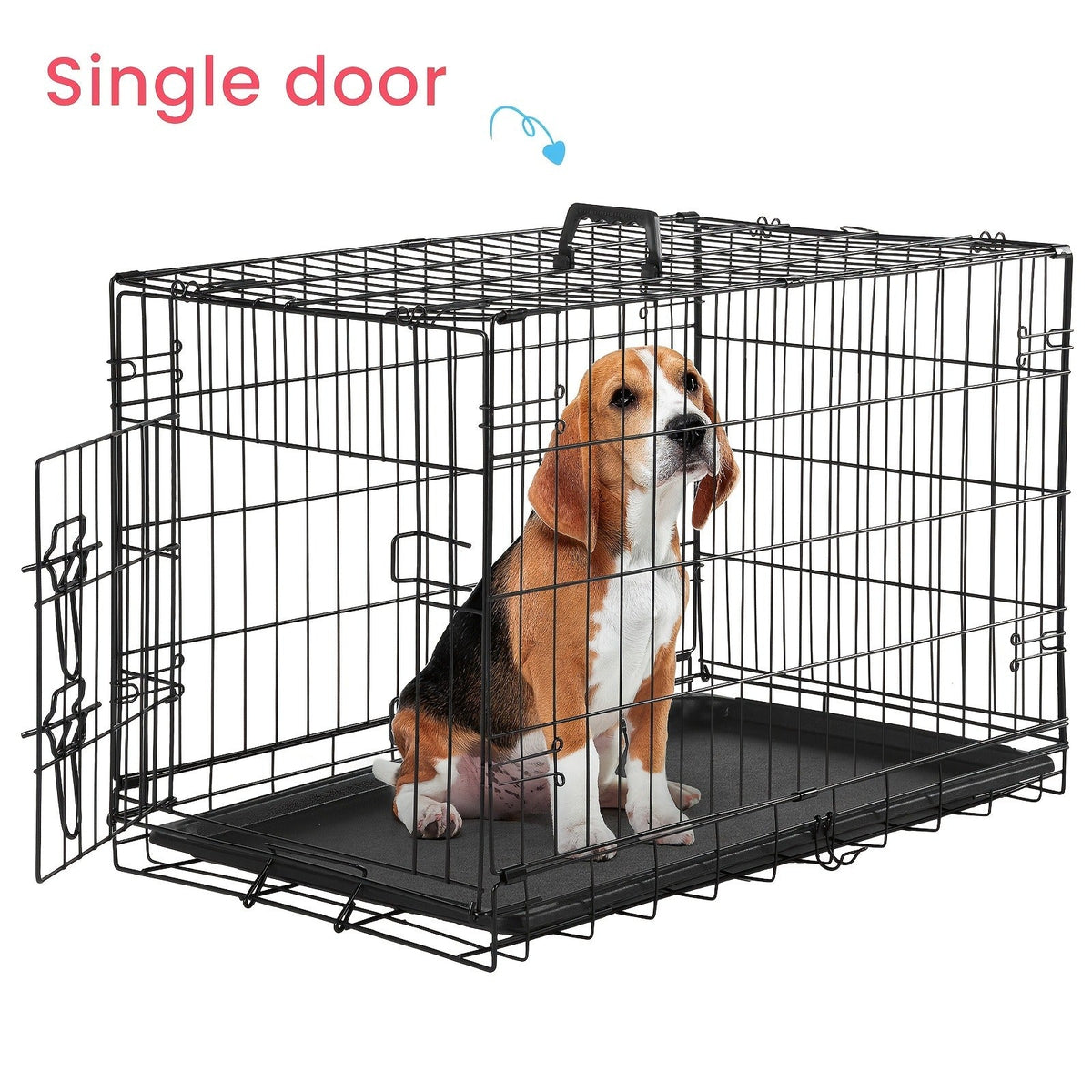 Folding Wire Dog Crate with Divider, Pull-Out Tray, Two Doors and Five Sizes from 24.41 to 48.4 Inches — image 9