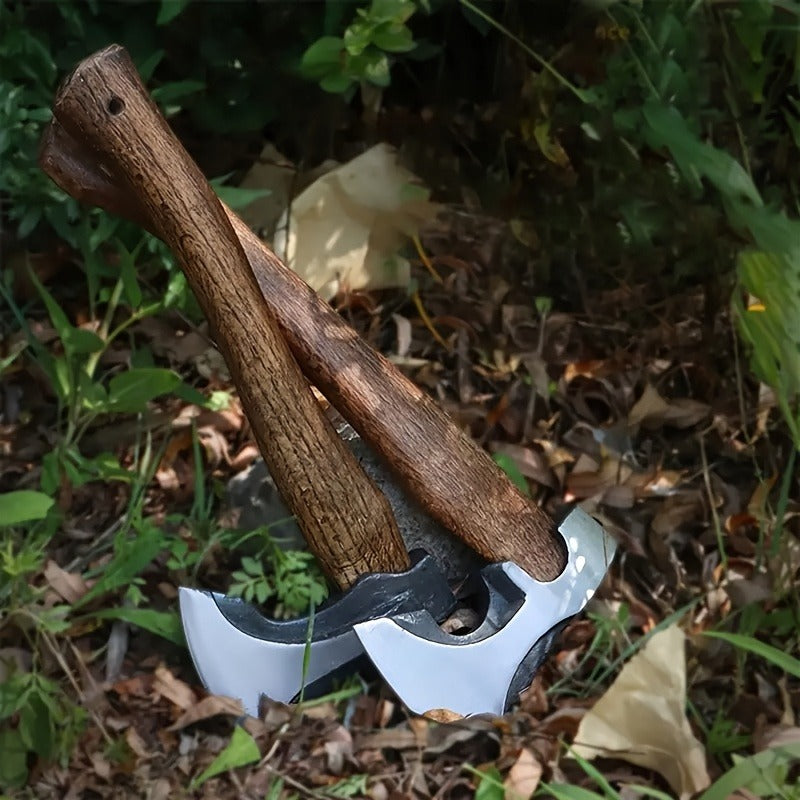 Splitting Axe Forged Carbon Steel 15.6-Inch with Handcrafted Wooden Grip, Professional Backyard Hatchet for Wood Chopping — i