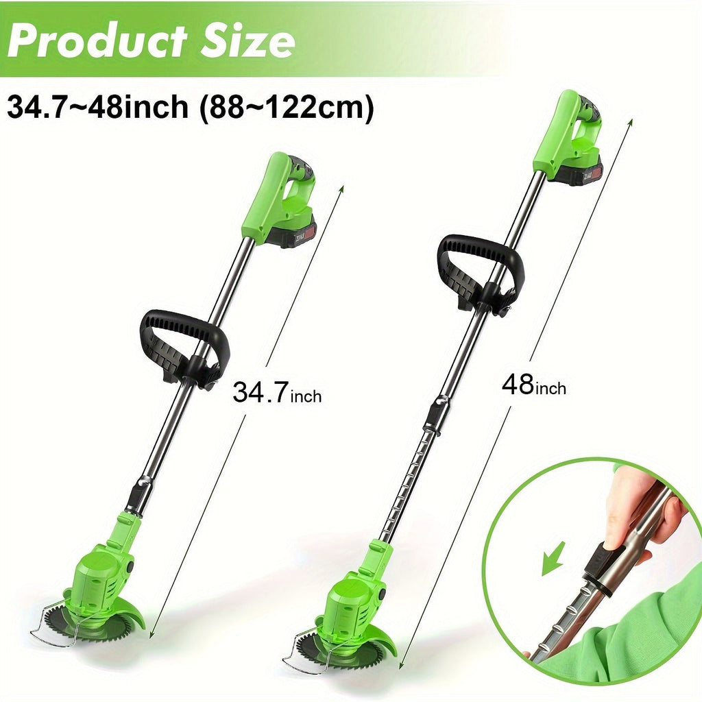 Cordless String Trimmer 24V 800W, Weed Wacker with 2 Batteries, Charger & 3 Blades, Adjustable Head — image 5