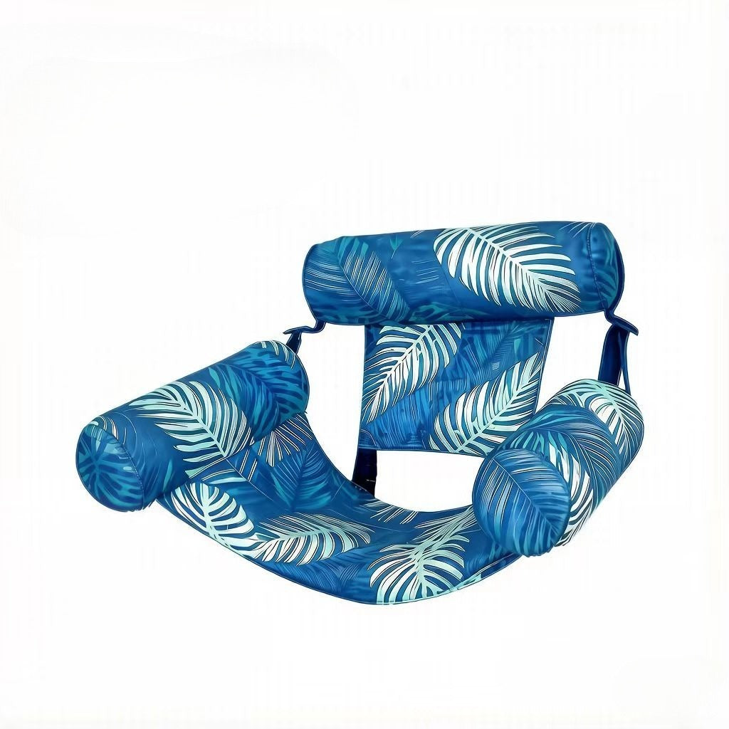 Two-Piece Leaf Print Inflatable Pool Lounge Chair Set with Backrests, Armrests and Open Seat Panels — image 3