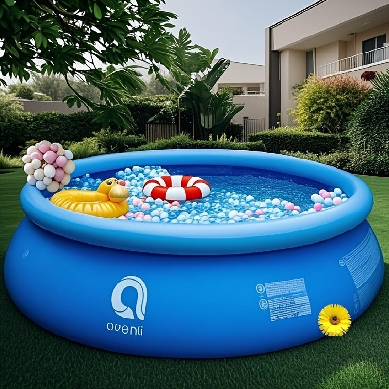 Round Inflatable Swimming Pool 10FT 12FT Circular Above Ground Family Pool Puncture-Resistant Quick for Garden, Patio and Yar