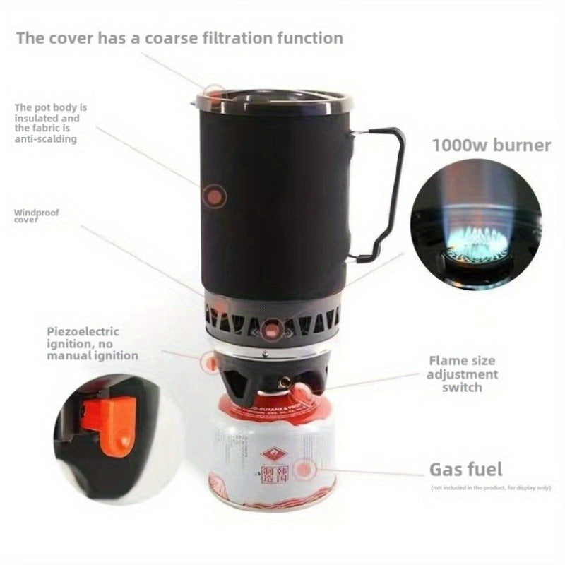 Camping Stove System 2pcs Set, Portable Propane Burner & Pot for Hiking Backpacking Outdoor Cooking — image 3