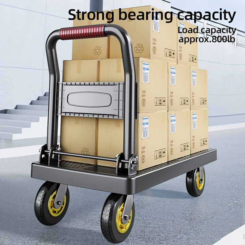 Four-Wheel Platform Dolly Cart with Folding Handle, Two Platform Sizes and 660 or 800 lb Load Labels — image 4