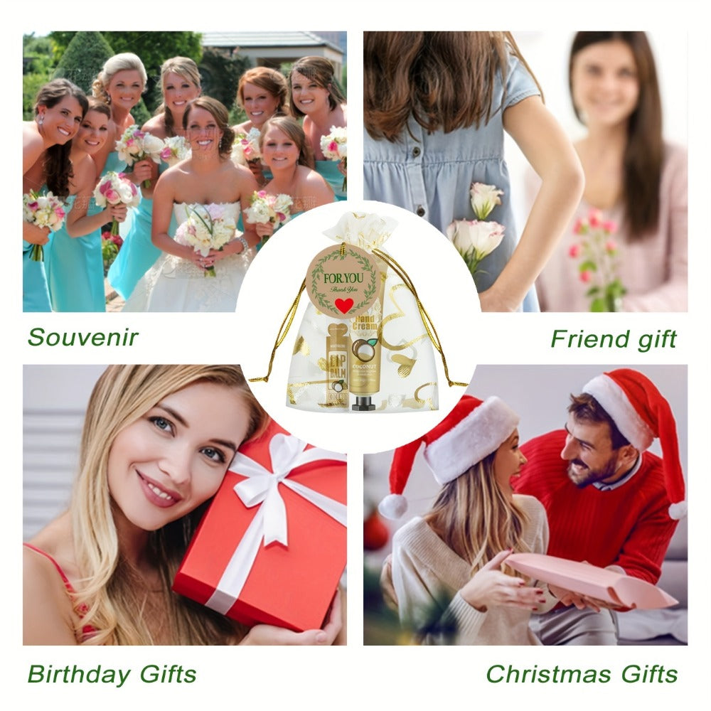 Bridal Shower Favor Set with 24 Hand Creams, Lip Balms, Thank You Cards and Heart Gift Bags — image 8