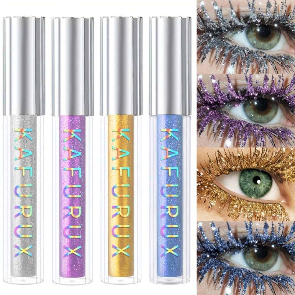 Colored Mascara Set 4pcs for Women – Vibrant Silver Blue Yellow Purple Curling Long-Lasting Formula, Highly Pigmented Bold Ey