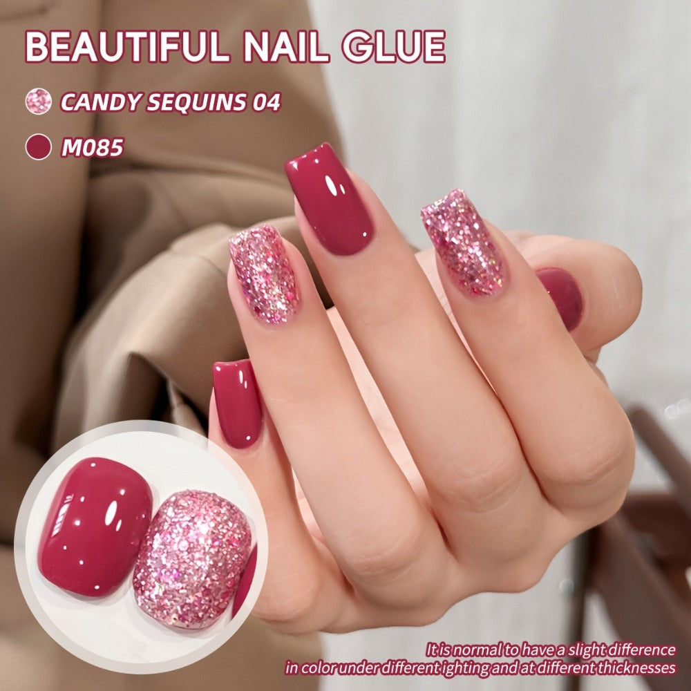 Gel Nail Polish Set with XEIJAYI Label, 2 Candy Holographic and Nude Pink Glitter Gel Colors — image 3