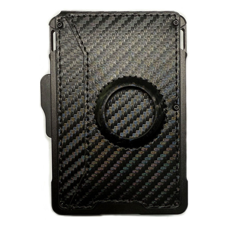 Wallet Men's Card Holder Large Capacity Flip Carbon Fiber Metal Cartridge