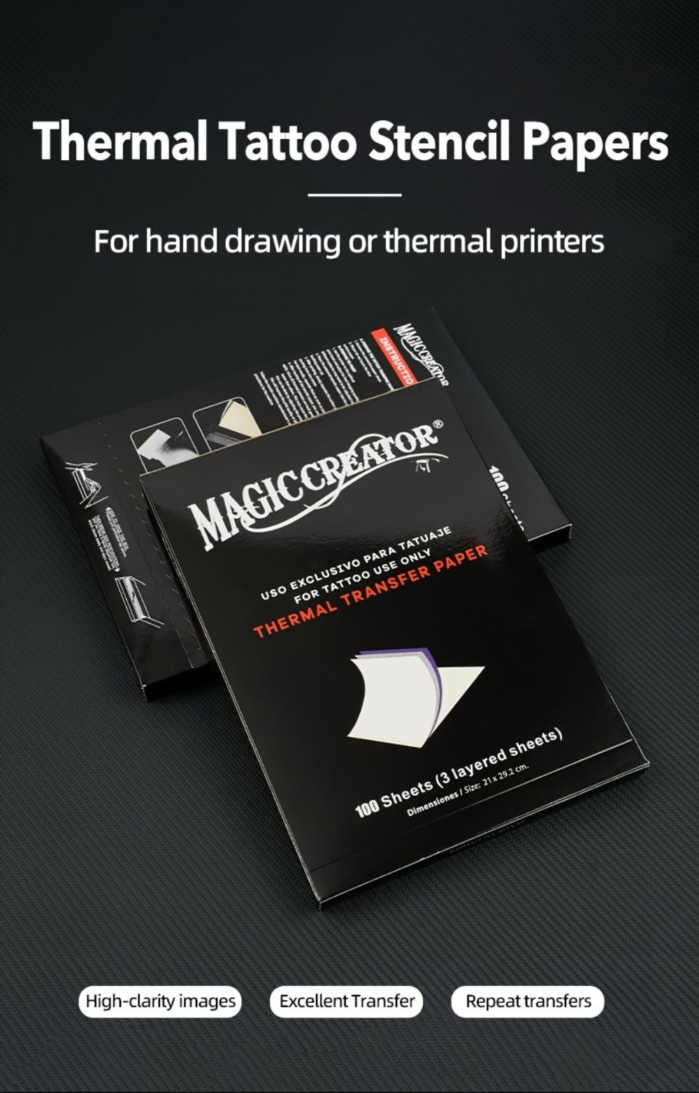Tattoo Transfer Paper 100 Sheets 4-Layer Thermal Stencil, Sharp Precise Design Transfer, Hand Drawing & — image 9
