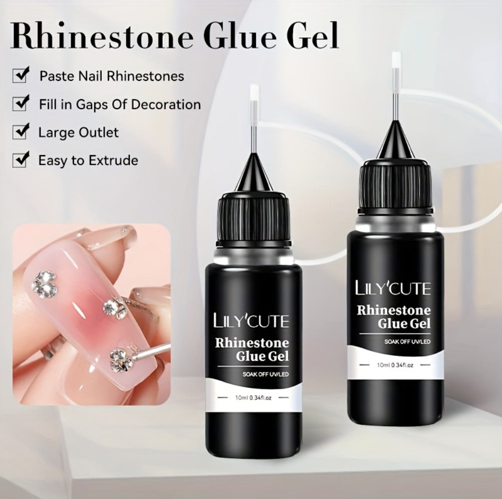 Nail Rhinestone Adhesive Gel 2pcs 0.34oz Clear Sticky Glue for 3D Nail Art Gems Charms Crystals Drill Jewelry — image 12