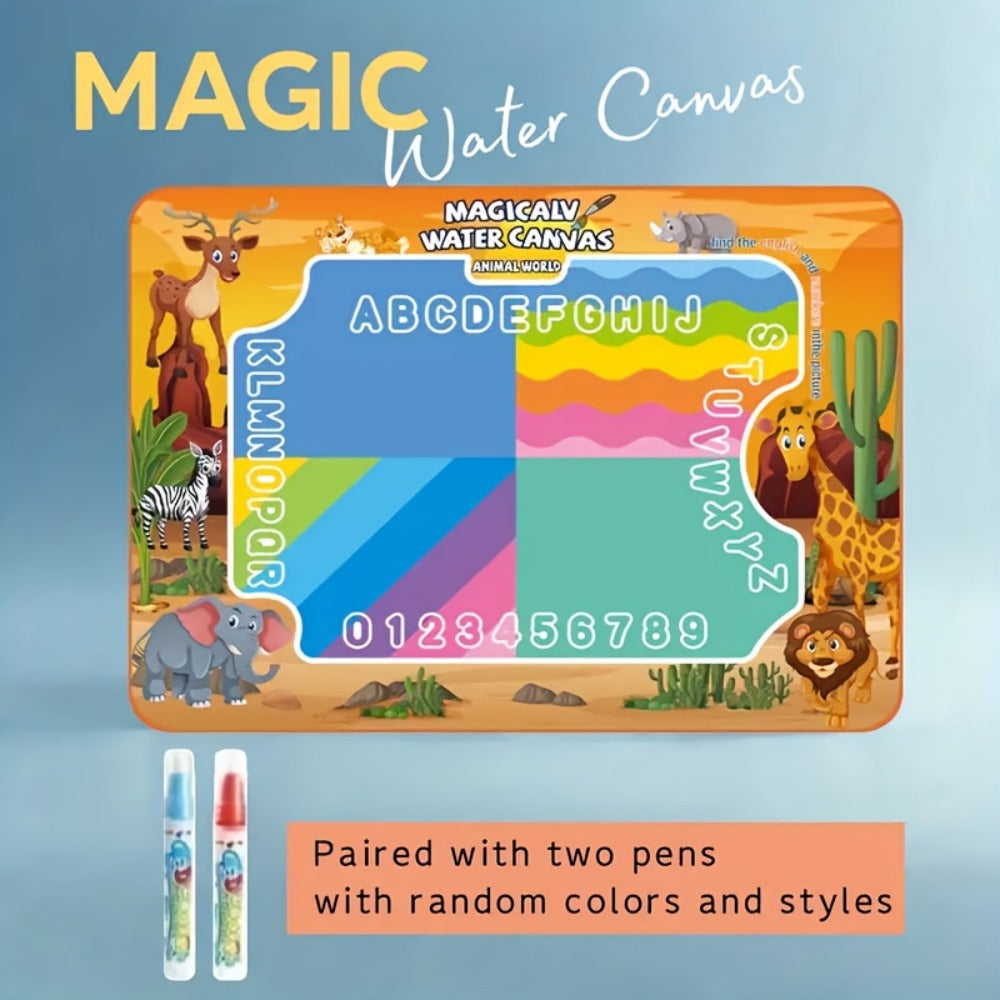 Water Canvas Drawing Mat for Kids Reusable Mess-Free – Magical Paint with Water Art Toy 80x60cm Ocean Animal Designs Screen-F