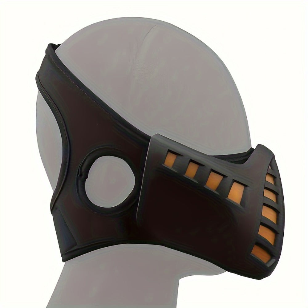LED Commander Costume Mask with Amber Light Panels, Black Lower-Face Shell and Hood-Style Fabric Cover — image 7