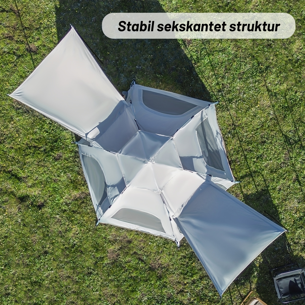Camping Tent 4-6 Person Hexagonal Quick-Open Oxford Shelter with Vestibule and Included Stakes — image 11