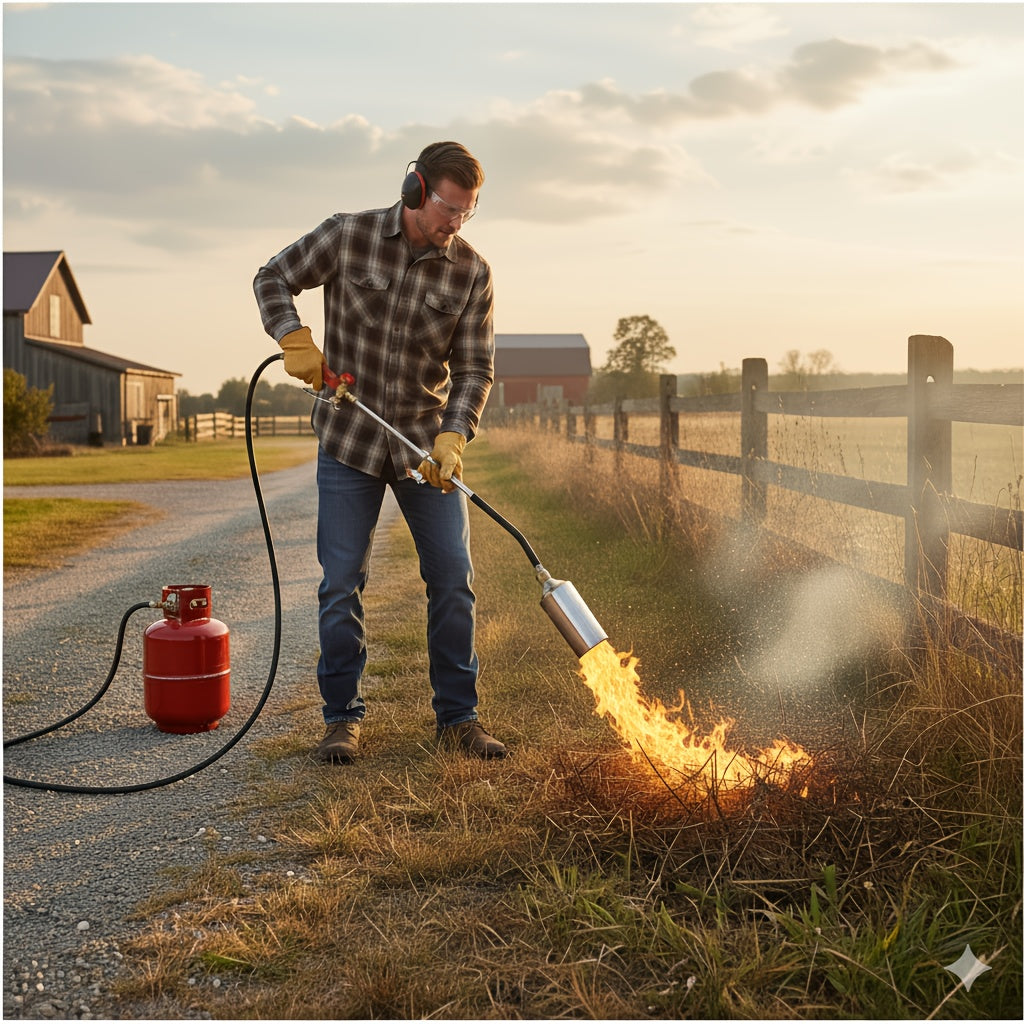 Weed Burner Torch Propane with 10ft Hose & Turbine Trigger, High-Output Flame Weeder with Cylinder Converter for Garden Weedi