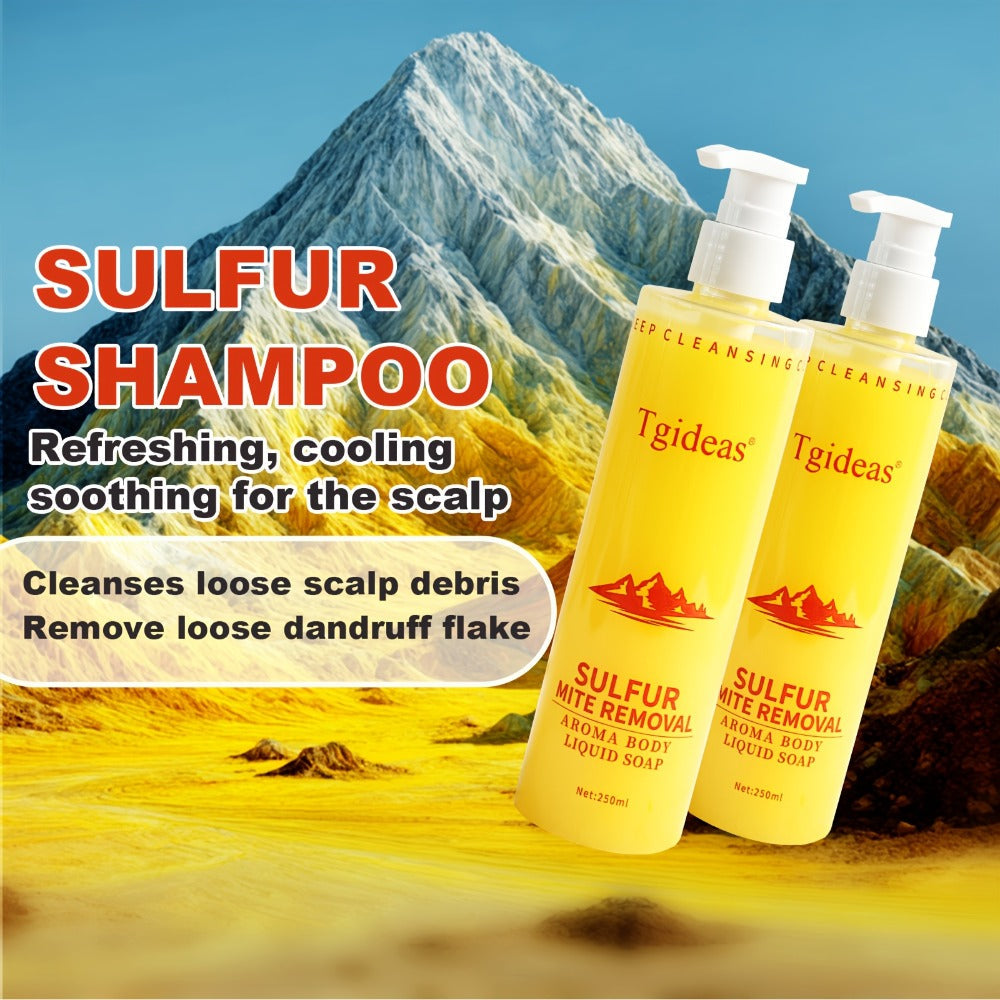 Sulfur Shampoo & Body Wash 2-in-1 Set – Scented Sulfur Soap Cleansing Liquid for Gentle Daily Scalp Purifying & Full Body Cle