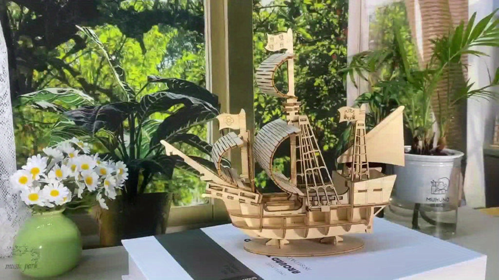3D Wooden Model Kit Ocean Sailboat – DIY Assembly Puzzle for Adults & Teens, Handcrafted Sailing Ship Brain Teaser — image 7