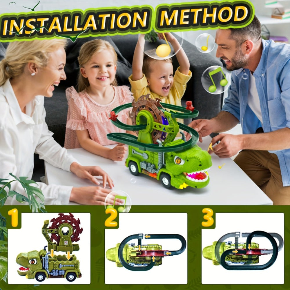 Toddler Dinosaur Track Set Orbital Triceratops Electric Stair Slide Roller Coaster Toy with Music and Lights — image 11