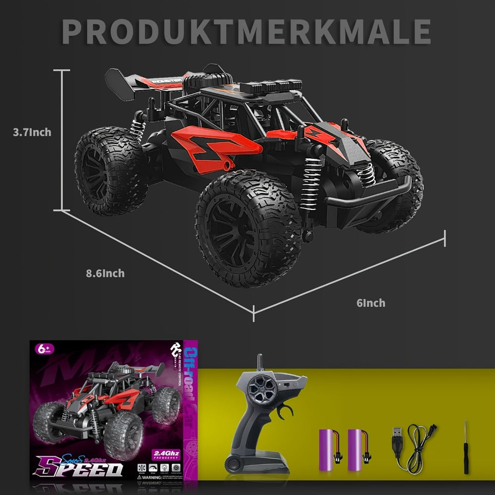 RC Off-Road Truck for Kids Ages 6+, High Speed Remote Control Car Alloy Steel Body Full-Function 4WD Monster Truck Toy for Bo