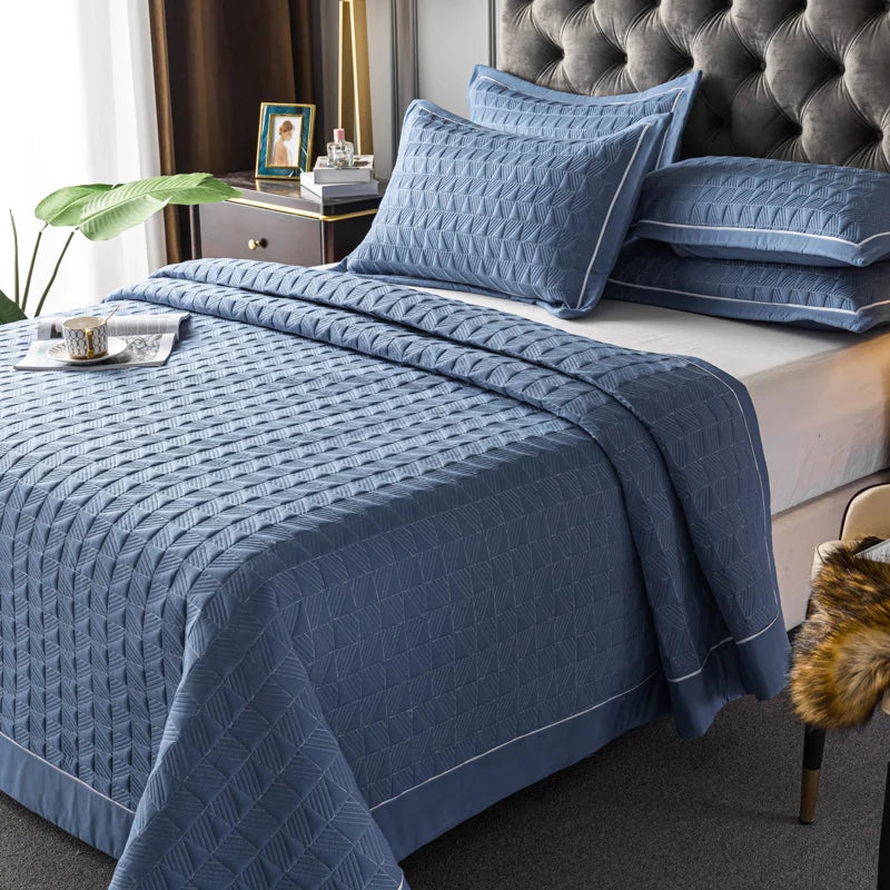 Quilted Padded Continental Bed Cover Three Piece Set