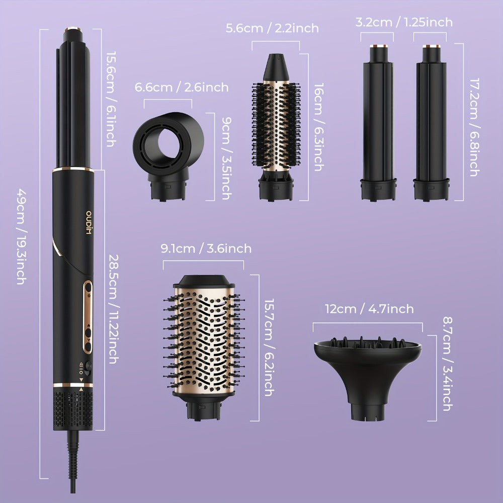 OUDIM 6-in-1 Hot Air Brush Hair Styling Tool with 110, 000 RPM Motor, Foldable Handle and Storage Bag — image 4