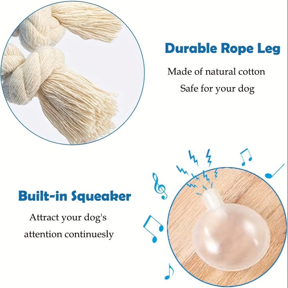 Blue Plush Parrot Dog Toy with Rope Legs and Tail, Built-In Squeaker and 14.7-Inch Pictured Height — image 6