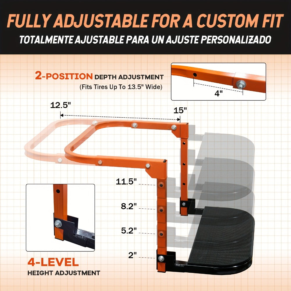 Tire Step Foldable Anti-Slip Thickened – 300 / 500 / 650 lb Capacity Adjustable Height for Truck SUV Trailer Maintenance — im