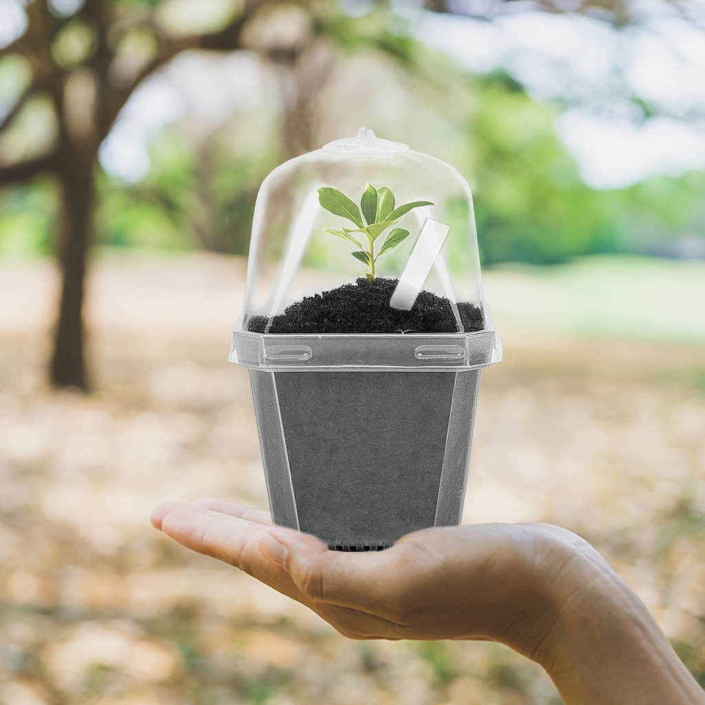 Clear Nursery Pots 3 Inch with Humidity Dome Lids 30pcs | Stackable Seed Starter Pots | Built-In Labels | Succulents Seedling