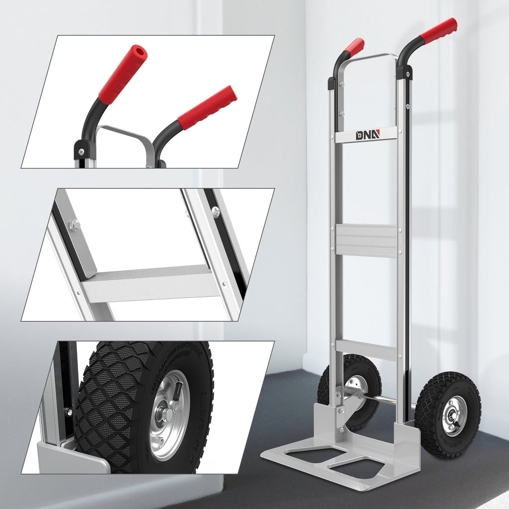 Upright Aluminum Hand Truck with Folding Toe Plate, 10-Inch Pneumatic Tires and 550 lb Load Label — image 4