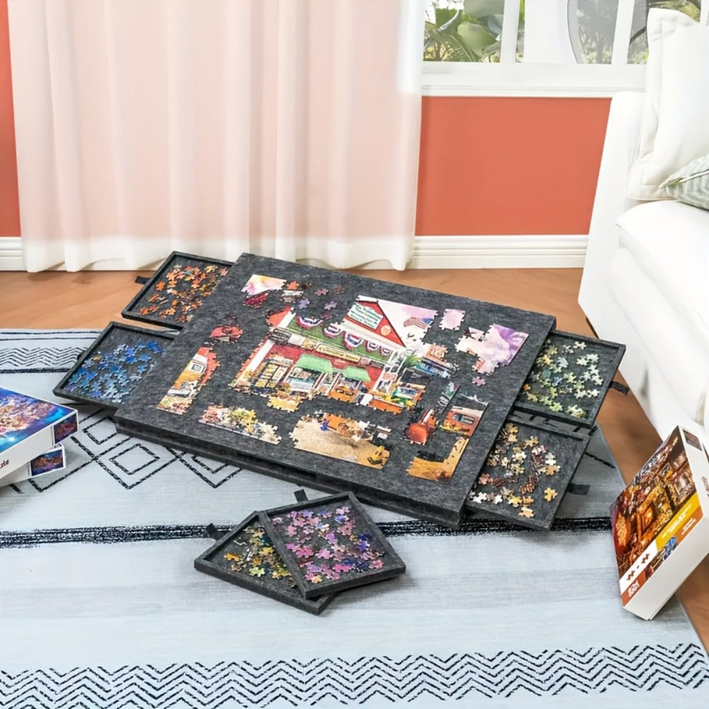 Jigsaw Puzzle Board for Adults 1000 Pieces, 2-in-1 Tilting Stand & Lid, 6 Sorting Drawers, Ultralight Portable Puzzle Table —