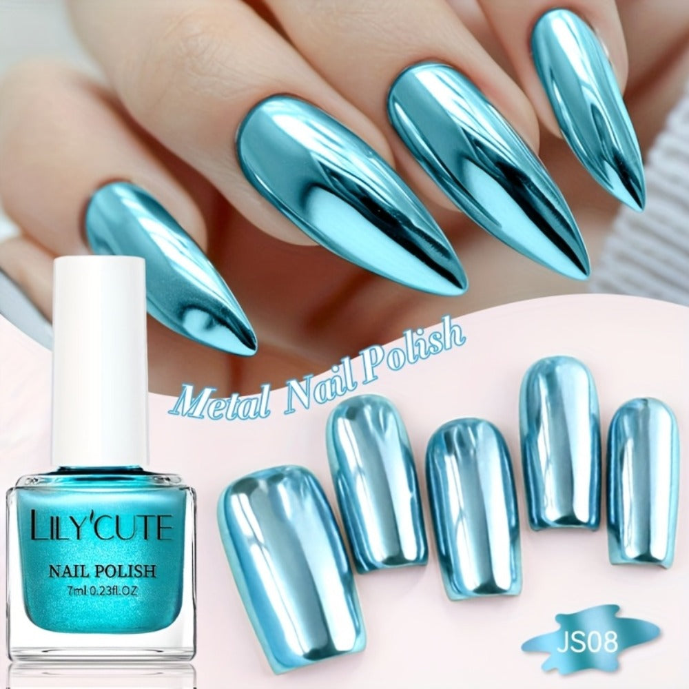 Eight-Piece Metallic Nail Polish Set with JS01–JS08 Mirror-Color Shades in 0.24 oz Glass Bottles — image 5