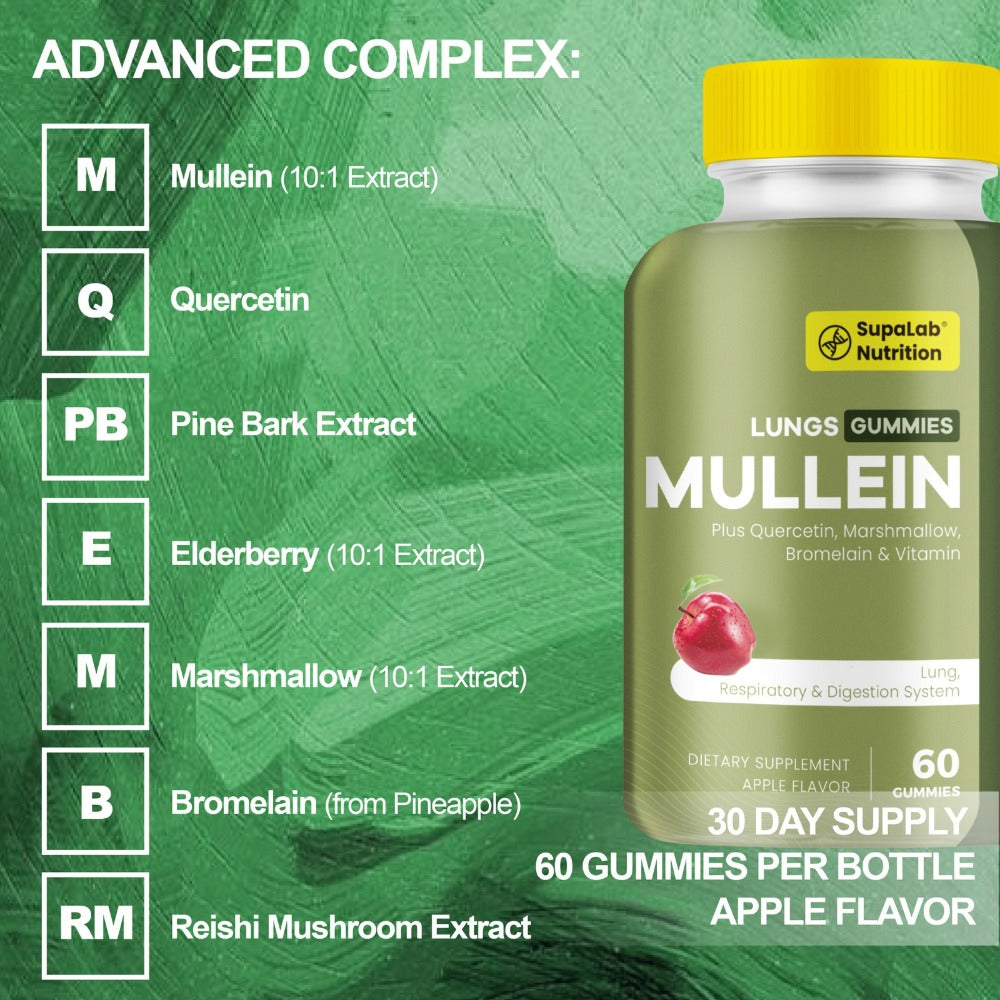 Mullein Leaf Lung Health Supplement with Quercetin, Bromelain, Vitamin C & D3, Zinc & Selenium — image 8