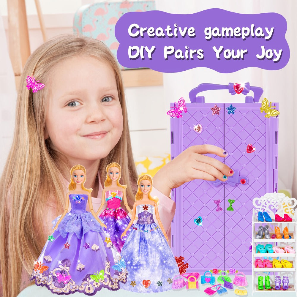 Doll Clothes & Closet Playset 91pcs for 11.5 Inch Fashion Dolls, Wardrobe with Princess Gowns, Dresses — image 7