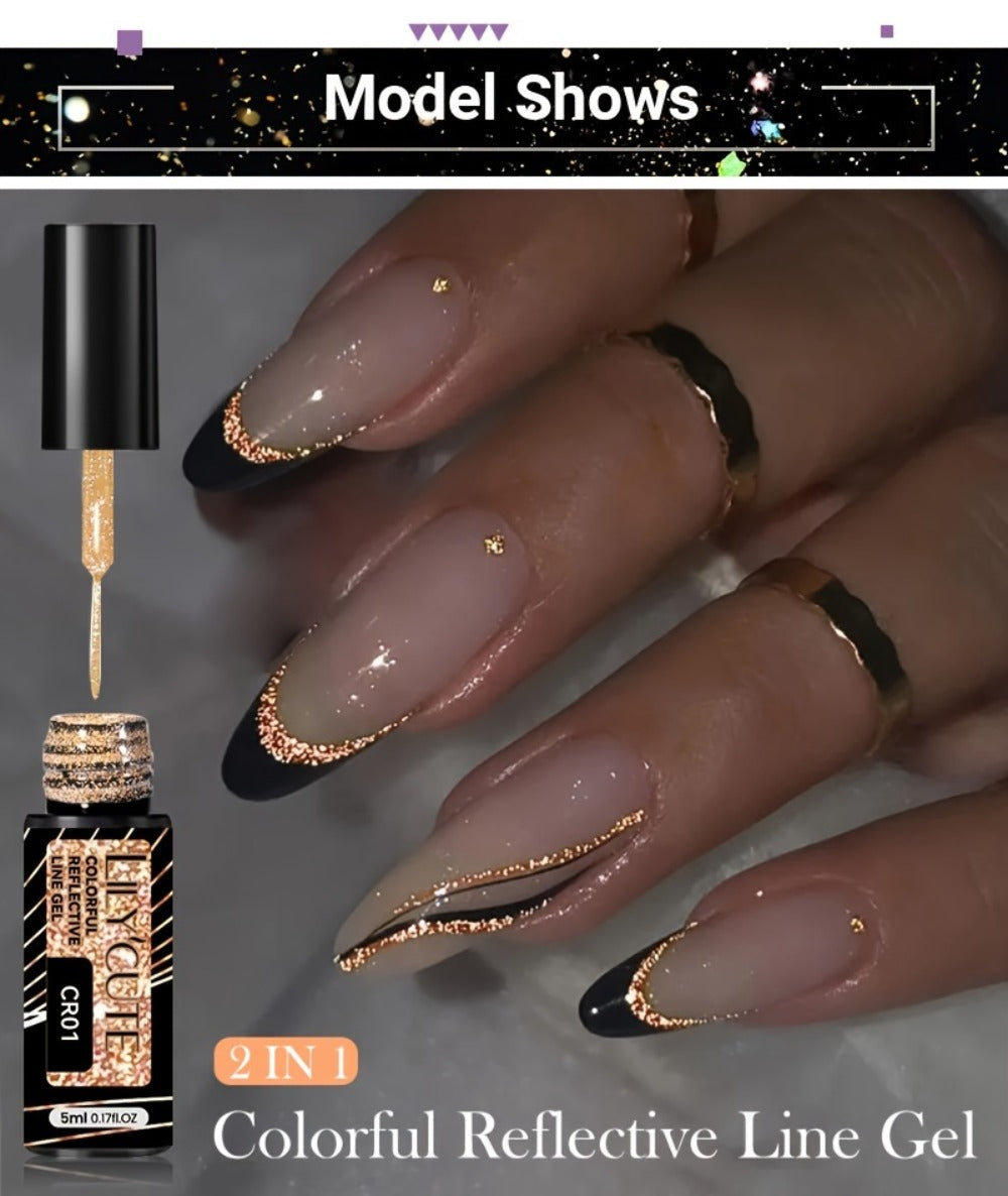 Reflective Line Nail Art Gel Set with Three 5ml LILYCUTE Bottles, Slim Liner Brushes and Two Color Group Options — image 14