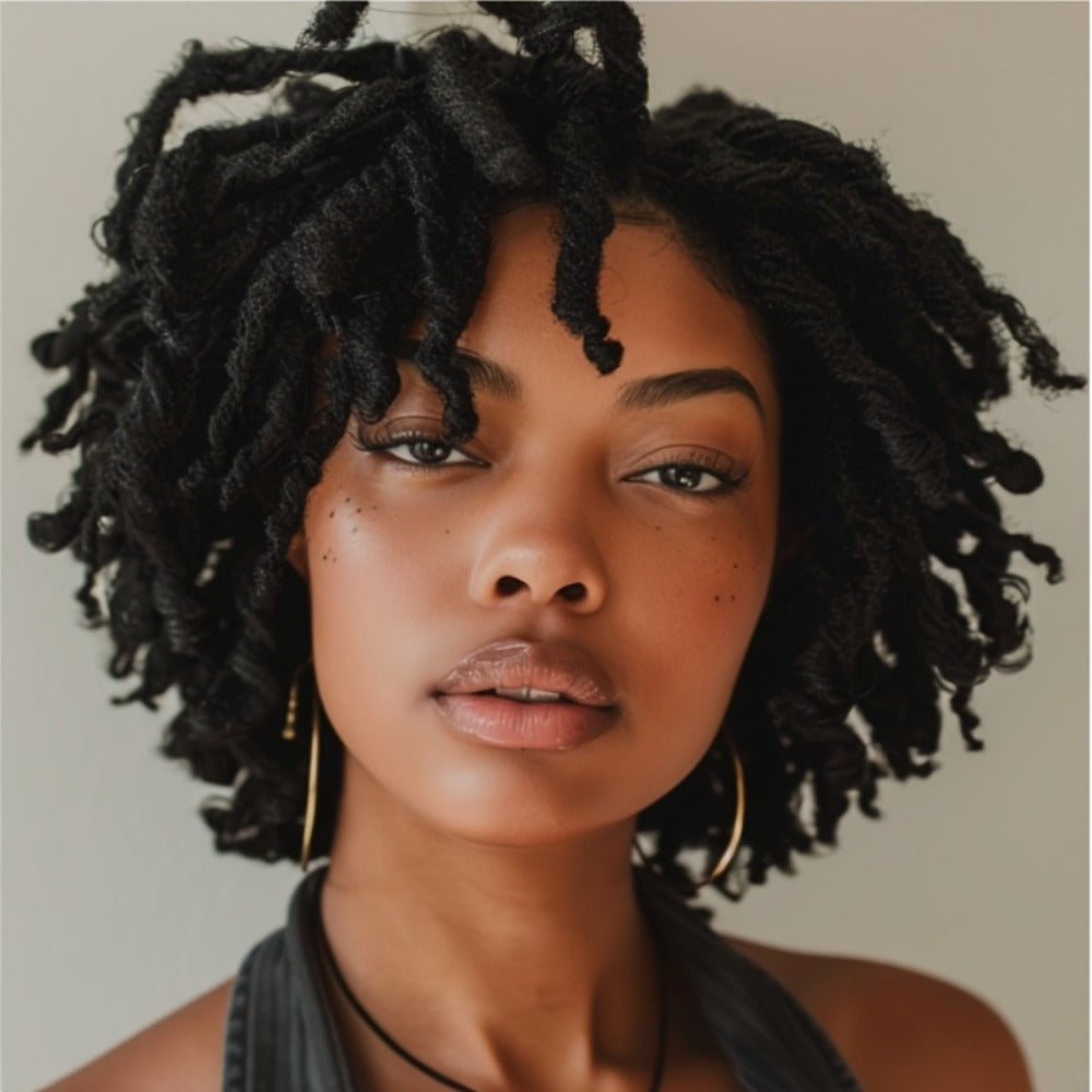 Synthetic Wig 12-Inch Goddess Faux Locs Headband Style with Curly Ends in Three Colors for Festivals — image 9