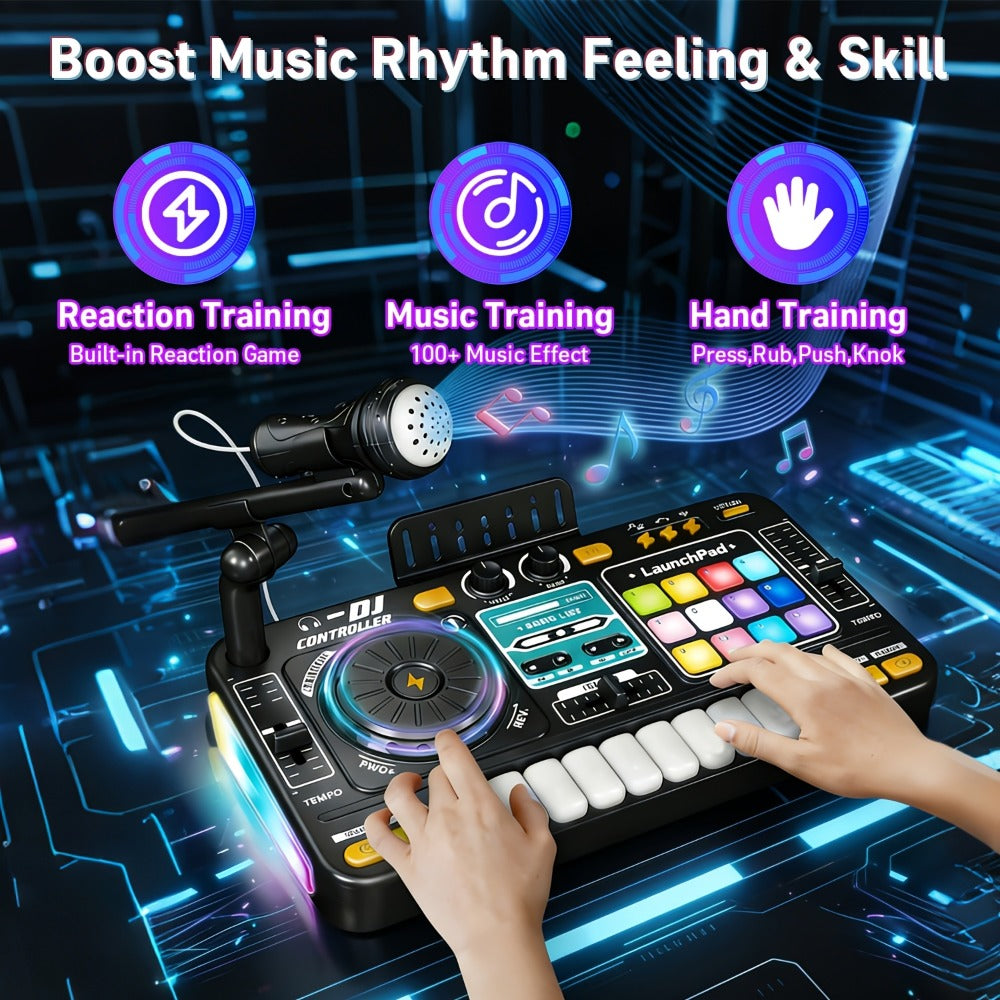 Kids DJ Mixer Toy Set with LED Lights, Microphone & Piano Keys, 100+ Sound Effects, Disco Mode, Rechargeable — image 5