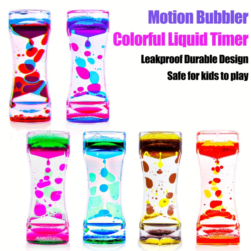 Liquid Motion Bubbler Timer 6 12 Pack Sensory Fidget Toys for Kids Adults, Colorful Liquid Hourglass Desk Toy for Stress — im