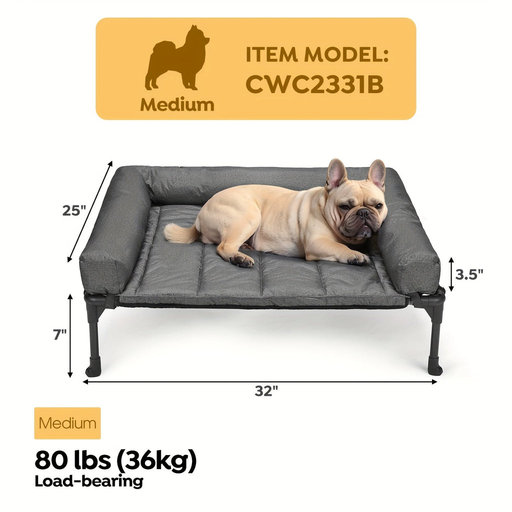 Elevated Dog Bed with Teslin Mesh Cot, Powder-Coated Steel Frame and Removable Bolster Top in Four Sizes — image 24