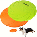 Dog Toys Two-Pack Floating Natural Rubber Flying Discs in Green and Orange for Fetch and Water Play — image 1