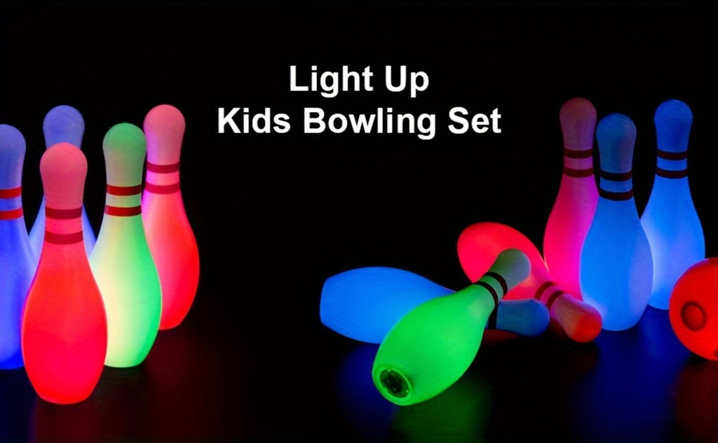 12-Piece Light-Up Bowling Set with 10 Glowing Pins, 2 Balls and 7.87-Inch Pin Height for Indoor or Outdoor Play — image 7