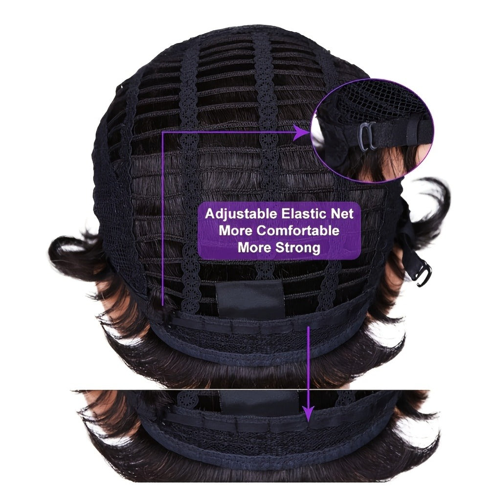 Synthetic Wig 10-Inch Bouncy Curly Bob with Rose Net Cap in Black, Dark Brown or Burgundy for Daily Style — image 8