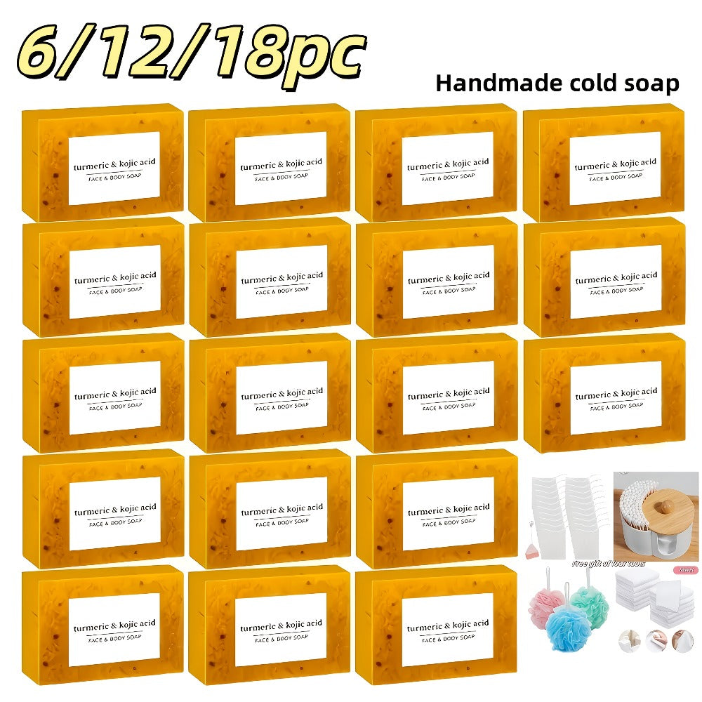 Kojic Acid Soap Set with Turmeric & Lemon, Handmade Cold-Processed Brightening Bars for Face & Body, Deep — image 2