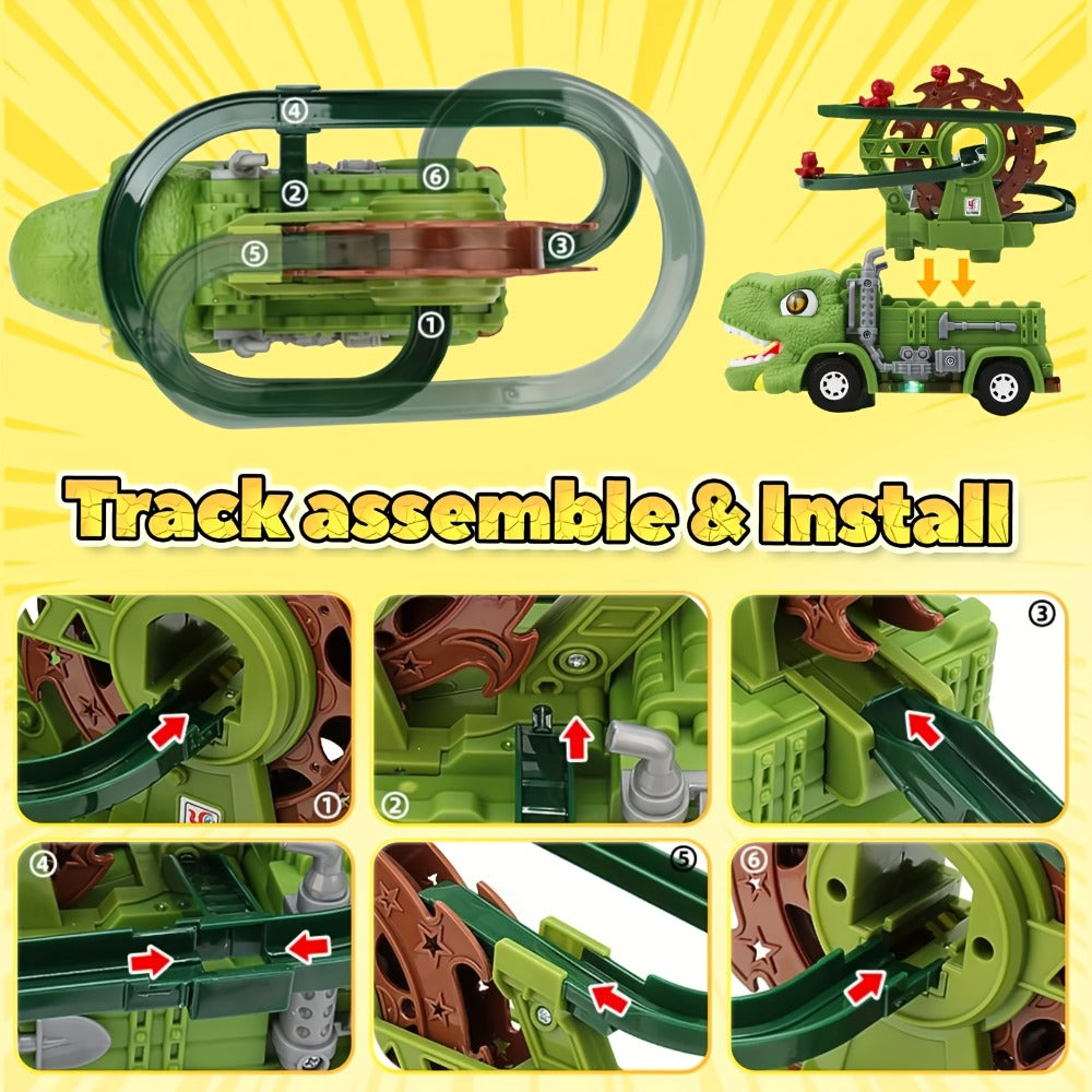 Toddler Dinosaur Track Set Orbital Triceratops Electric Stair Slide Roller Coaster Toy with Music and Lights — image 10