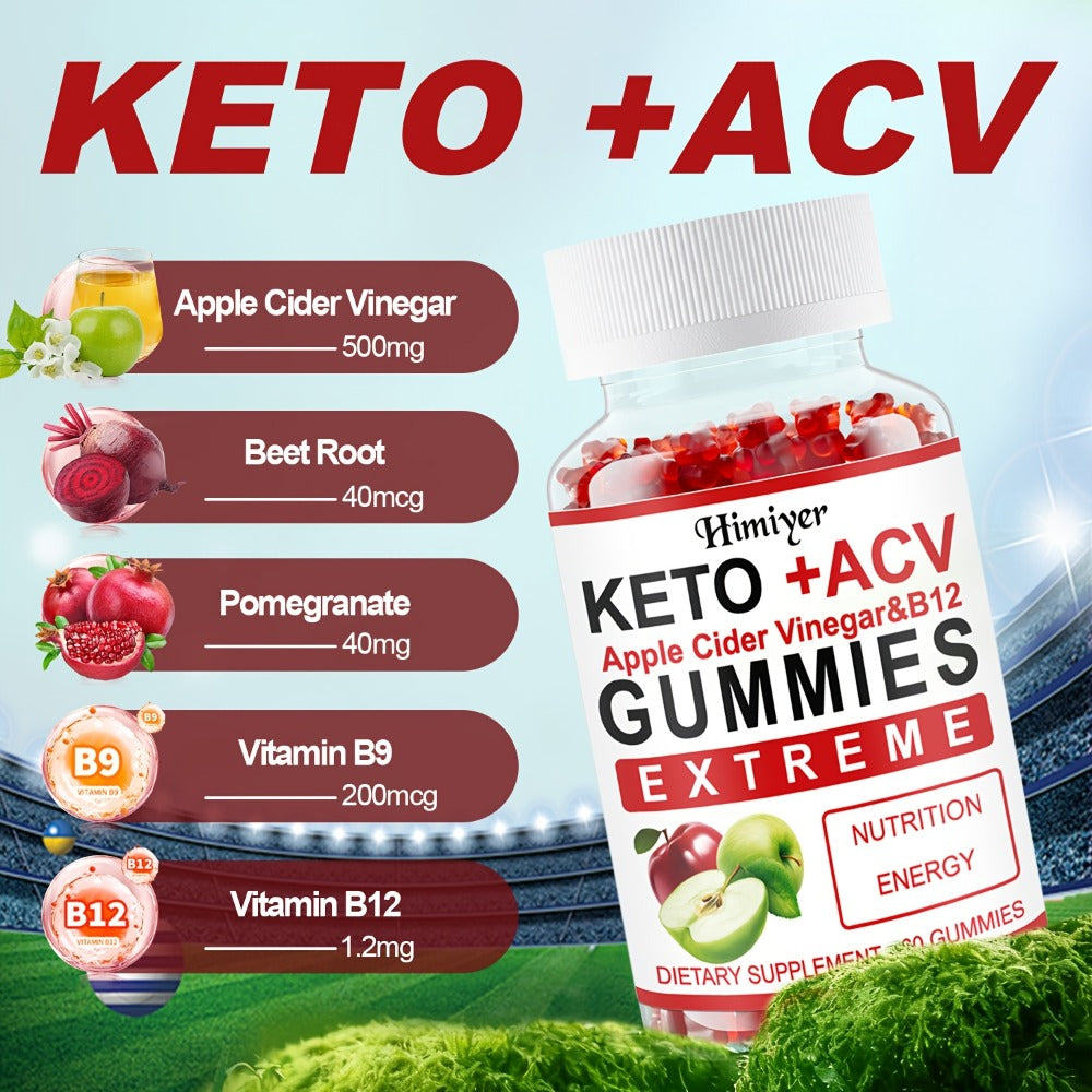 Apple Cider Vinegar Gummies with Pomegranate, Beet Juice & Vitamin B12, Keto ACV Gummies for Weight Management — image 7