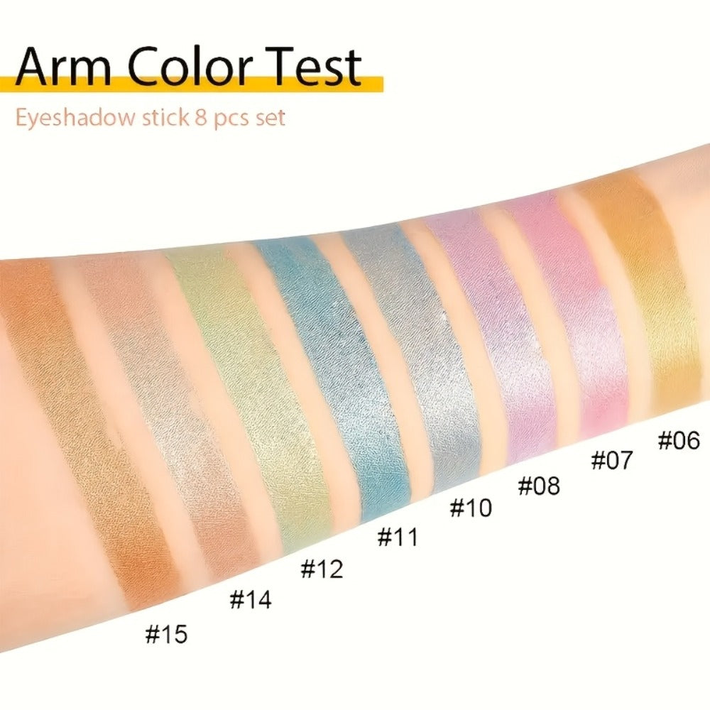 Eyeshadow Sticks and Gel Eyeliner Set 8 or 16PCS Shimmer Highly Pigmented Waterproof, for Makeup, Travel and Everyday Vanity 