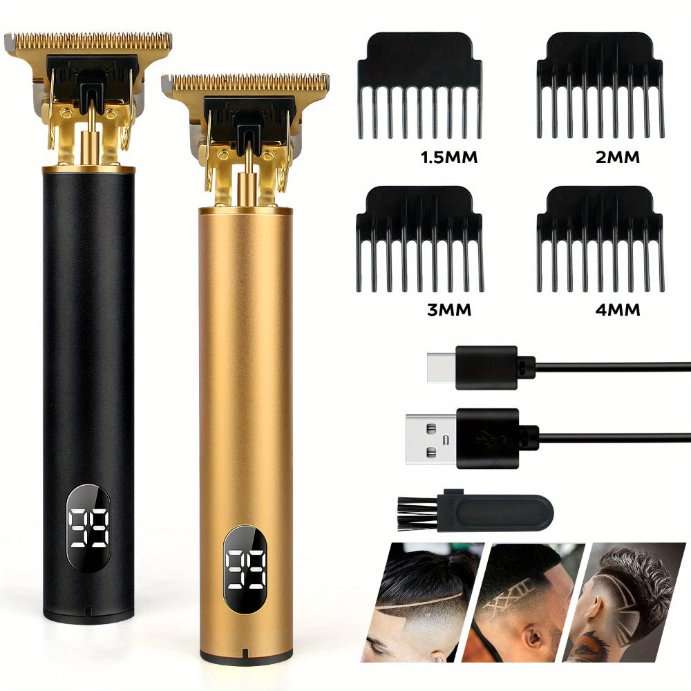T-Blade Trimmer for Men Cordless Rechargeable – Nano Titanium Alloy Blades LED Display 4 Guide Combs 1.5-4mm — image 2