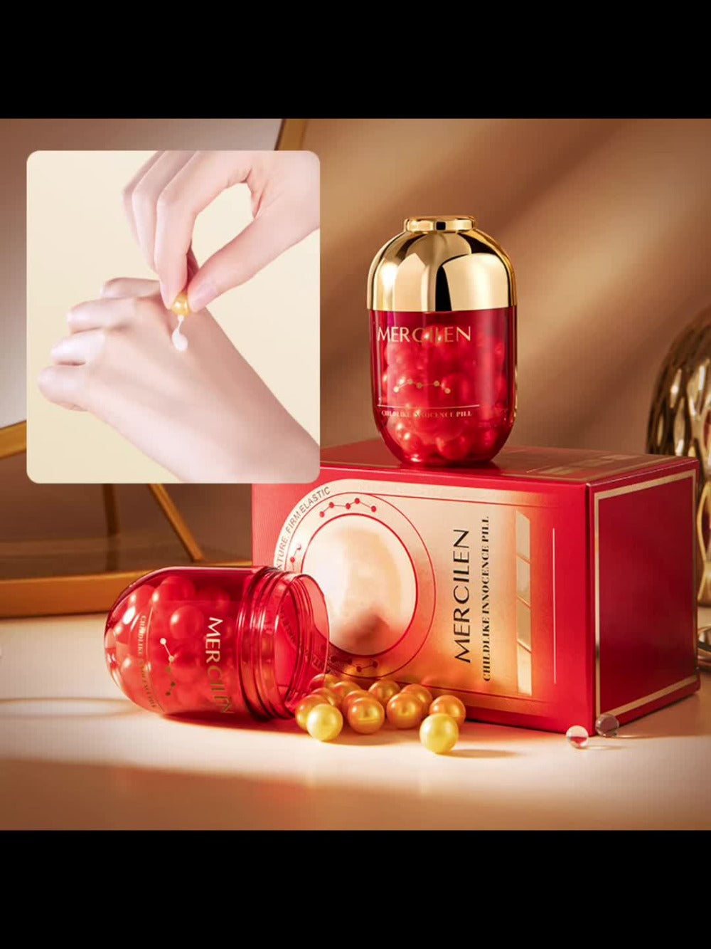 Face Serum Mercilen Collagen Capsules with Jojoba Oil, Plant Squalane and Glycerin in a 30-Piece Bottle — image 9