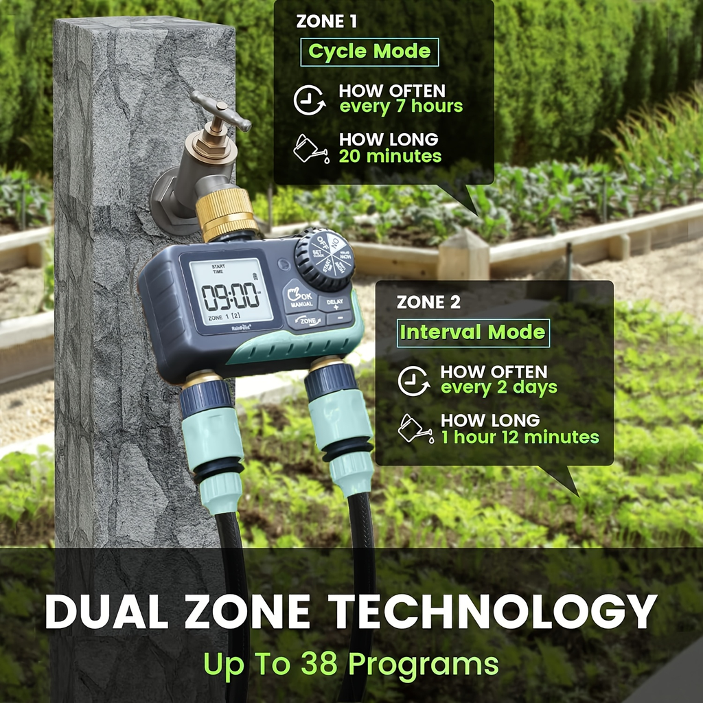 2-Zone Sprinkler Timer Programmable Faucet Irrigation Controller for Lawn & Yard, for Garden, Lawn and Yard Watering — image 