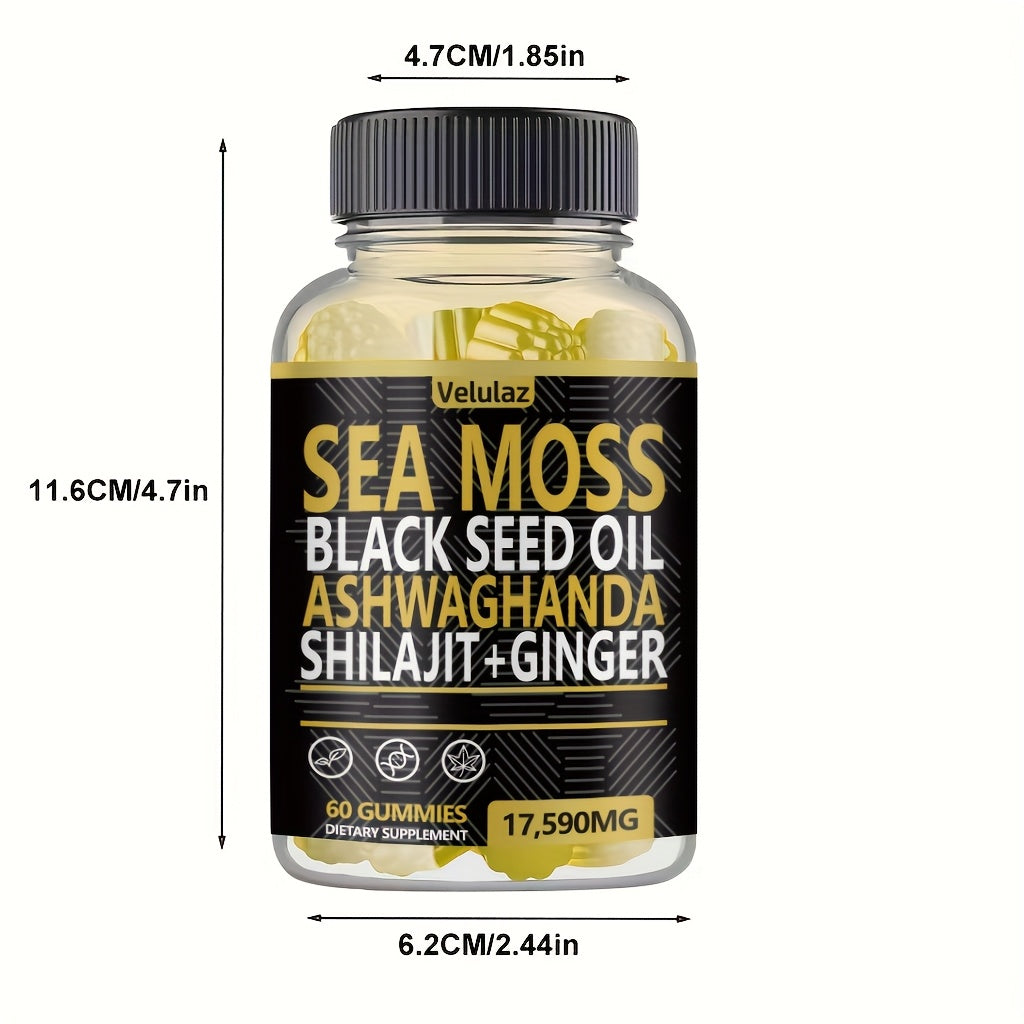 Sea Moss Herbal Gummies, 60 Count with Black Seed Oil, Ashwagandha, Shilajit and Ginger Blend — image 8