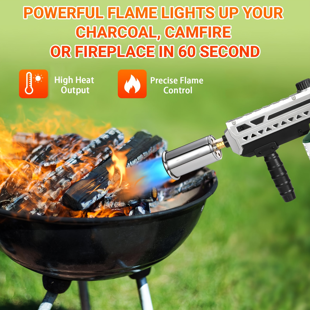 Long-Handle Propane Grill Torch with Adjustable Flame, Trigger Ignition and Silver-Black Finish — image 6